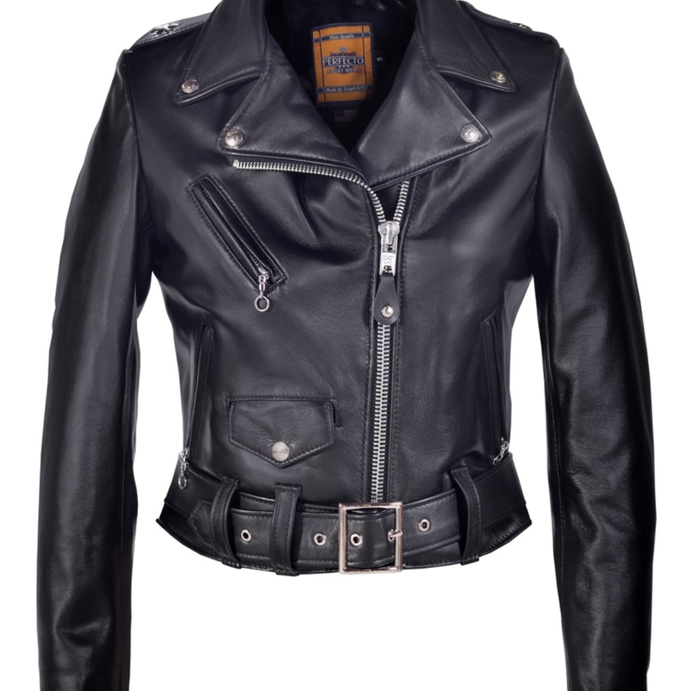 Schott NYC Women's Cropped Perfecto® in Lambskin Leather Jacket
